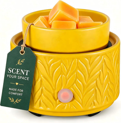 Ceramic Wax Melt Warmer, Fragrance Wax Warmer 4-in-1 Electric Candle Wax Melter and Wax Cubes for Home Office Bedroom Aromatherapy Essential Oil Burner is Birthday Gifts for Women Mom Girl(Dark Brown)