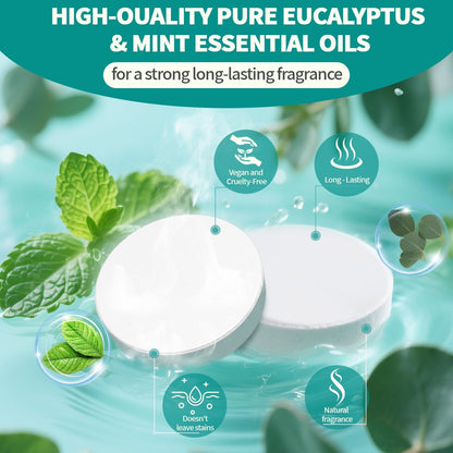 Shower Steamers Aromatherapy, 8Pcs Eucalyptus & Menthol Baht Bomb | Christmas Stocking Stuffers for Adults Women Men Teens White Elephant Birthday Gifts, Organic Essential Oil Home Spa Relaxing