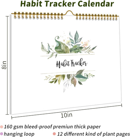 Habit Tracker Calendar Undated for Daily, Weekly & Monthly, 8" x 10" (Pink)