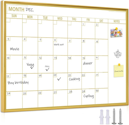 Gold Weekly Dry Erase Board for Wall,12"x16",Gold Metal Frame Weekly Planner Whiteboard for to Do List, Memo, School, Home, Office, Kitchen-GZ