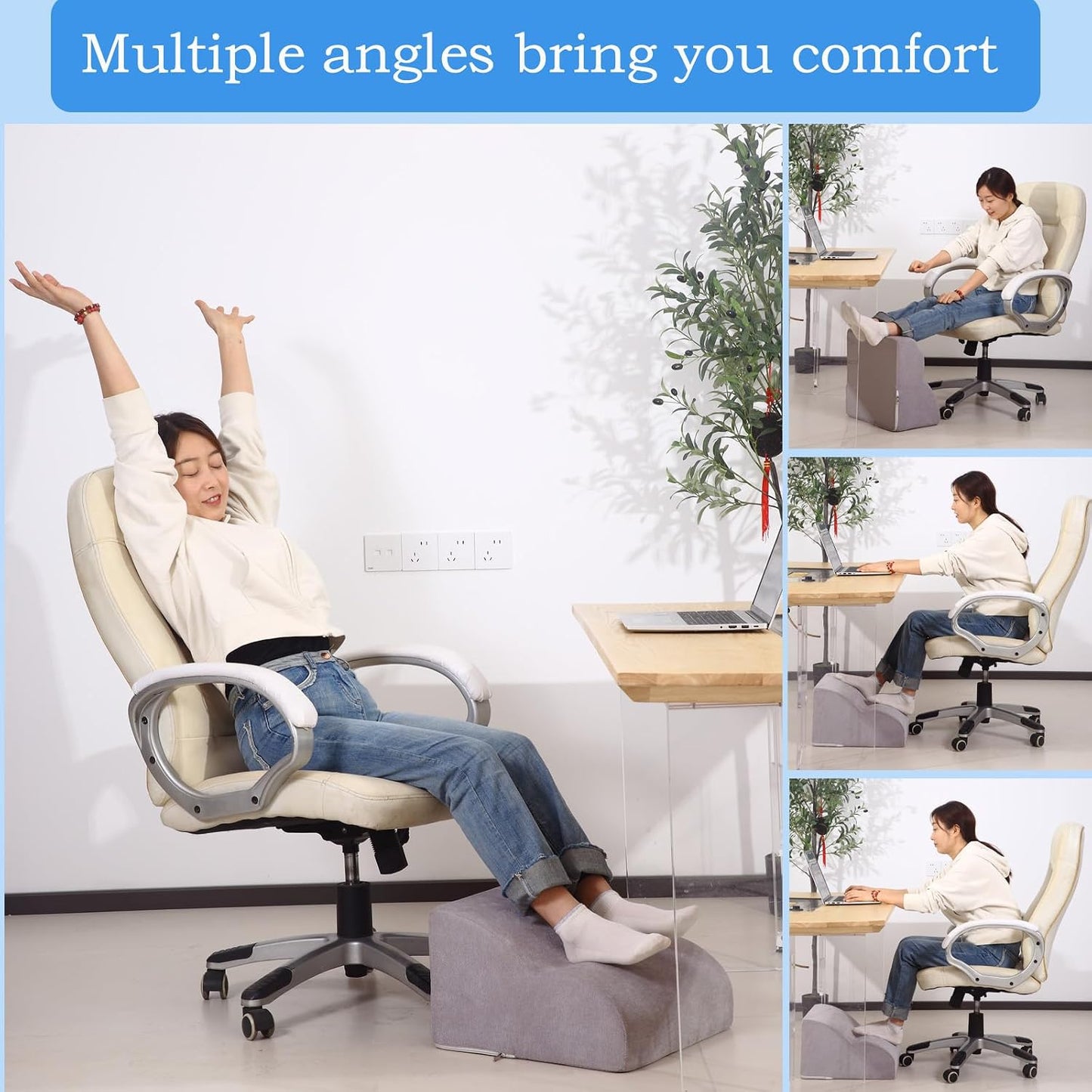 Foot Rest for Under Desk at Work.Multifunctional 3-Tier Foot Stool,with Washable Footrest.for Under Desk,Office Chair Gaming Chair & Sofa,Leg Elevation Pillow,Supports Posture -Dark Grey