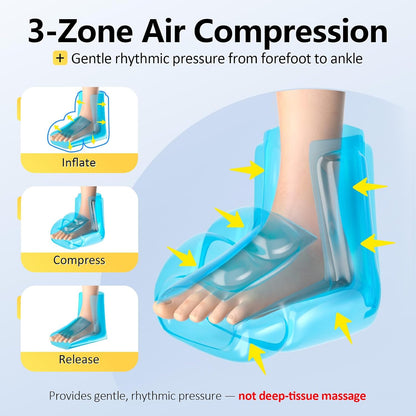 Comfytemp Portable Air Compression Foot Massager with Heat, Fathers Day Dad Gift for Men, FSA Eligible HSA, Cordless Ankle Compression Boot for Circulation and Pain Relief (1 Pack, Fits Size 6 to 10)