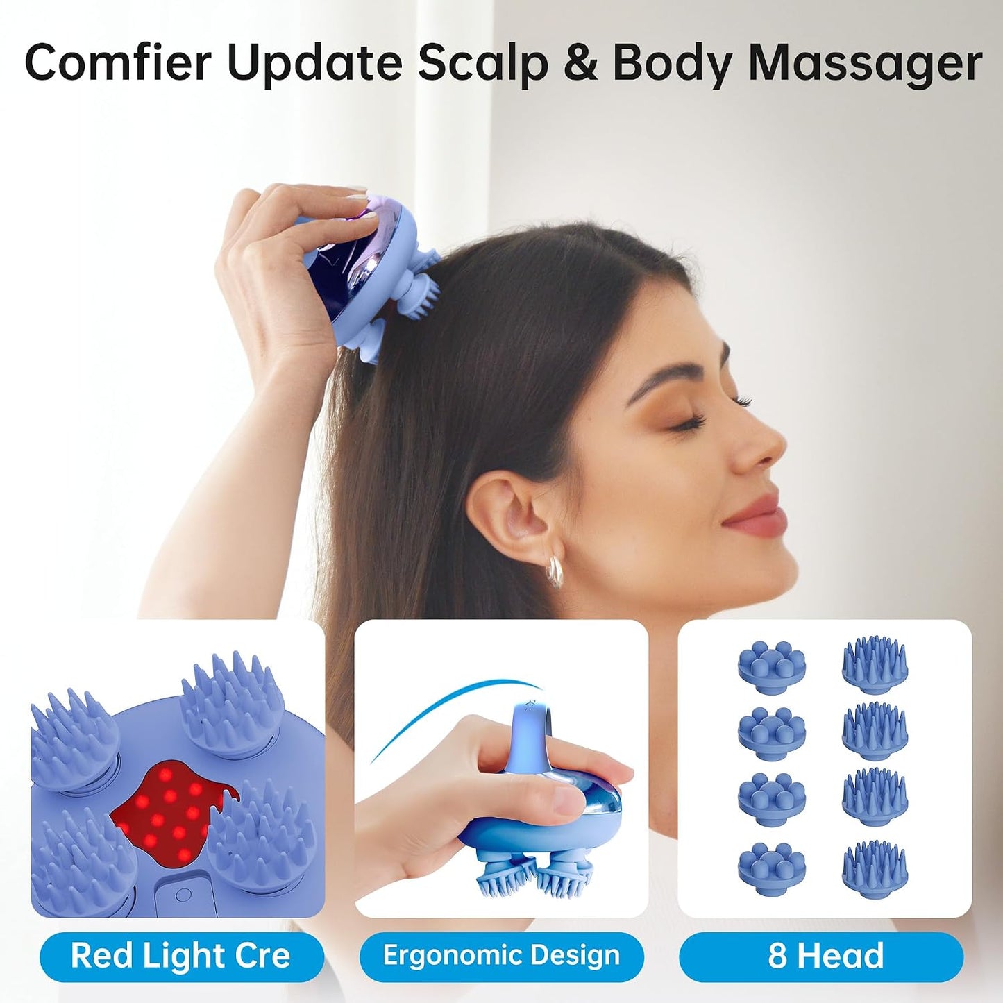 COMFIER Electric Scalp Massager, Waterproof Head Massager with Mutlti-Modes Vibration, Handheld Portable Head Scratcher for Hair Growth, Dog Cat Massager for Deep Clean and Stress Relax