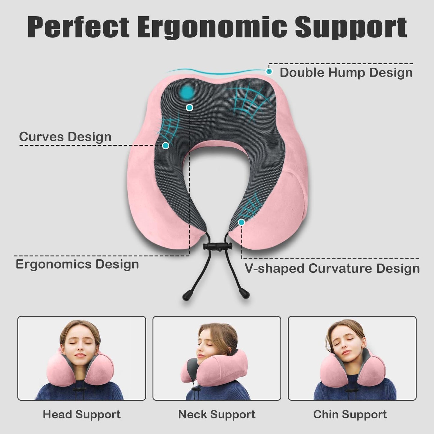Travel Pillow, Memory Foam Neck Pillow for Traveling, U Shape Neck Pillow Airplane Portable Flight Pillow Travel Kit with 5D Contoured Eye Masks and Earplug for Plane Train Car Home Office