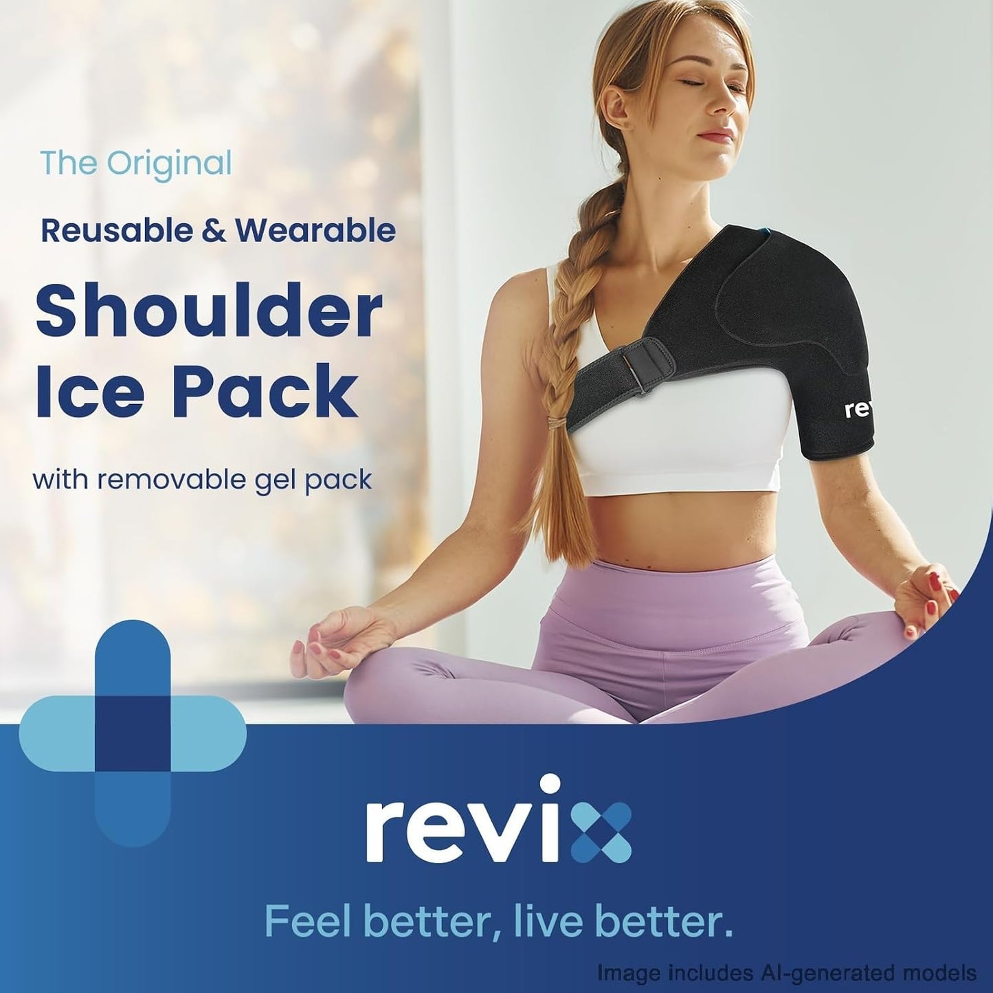 REVIX Shoulder Ice Pack Wrap for Rotator Cuff Cold Therapy, Premium Solid Gel Ice Pack for Shoulder with Soft Lycra, Reusable Shoulder Brace Ice Sleeve for Men Women Post-Workout Recovery & Discomfort