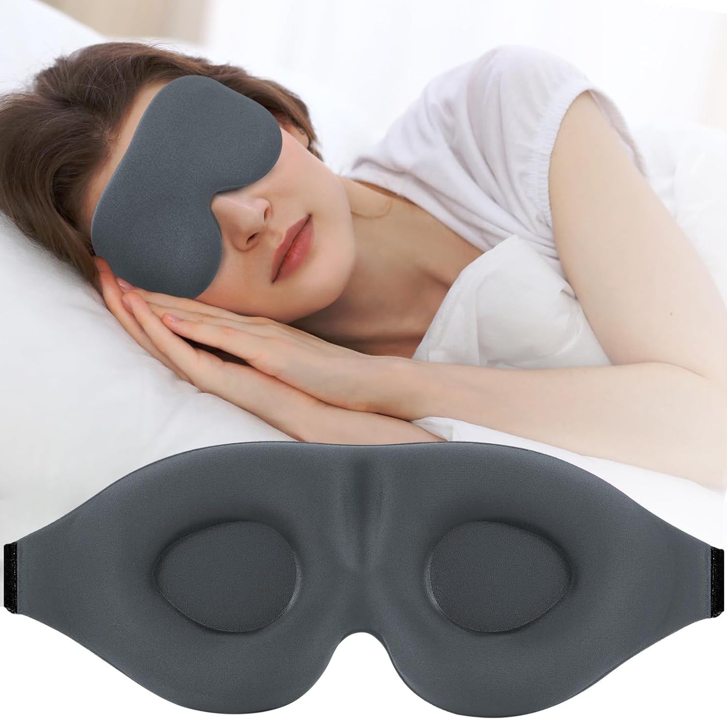ZGGCD Sleep Mask for Side Sleeper, Light Blocking Sleeping Eye Mask for Women Men, 3D Contoured Cup Night Blindfold, Luxury Eye Cover Eyeshade with Adjustable Strap for Travel, Nap, Black