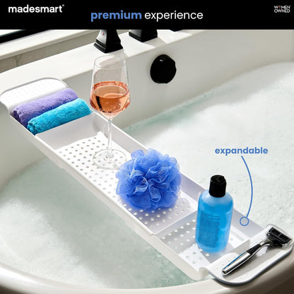 madesmart Expandable Bath Tray, White