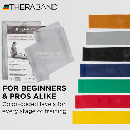 THERABAND Professional Resistance Bands Set, 7 Pack 6 ft Exercise Bands for Working Out, Stretch Bands for Physical Therapy, Pilates & Full Body Workout, Levels 1–7