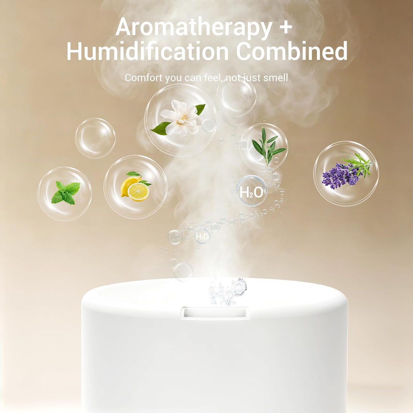 ASAKUKI Essential Oil Diffuser for Home 300 ml Quiet | Automatic Shut-Off, Aromatherapy Diffuser, 7 LED Lights for Living Room, Kitchen, Bedroom, Hotel - Light Brown