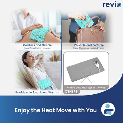 REVIX 6 * 12" Moist Heating Pad Microwavable, Reusable Microwave Heating Pads for Joints, Weighted Heat Packs with Flaxseeds for Shoulders, Neck, Back, Unscented