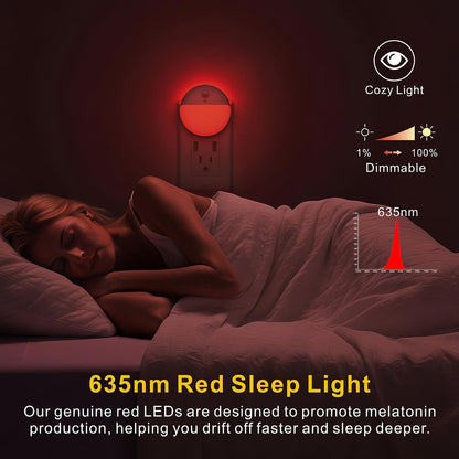 YUNLEX 2 Pack Plug in Sleep Night Light with Motion Sensor and Dusk to Dawn Sensor, 3 Modes, Soft Glow, Stepless Dimming, LED Lights for Bedroom, Sleep, Baby Nursery, Kids, Toddler, Home Decor (Amber)