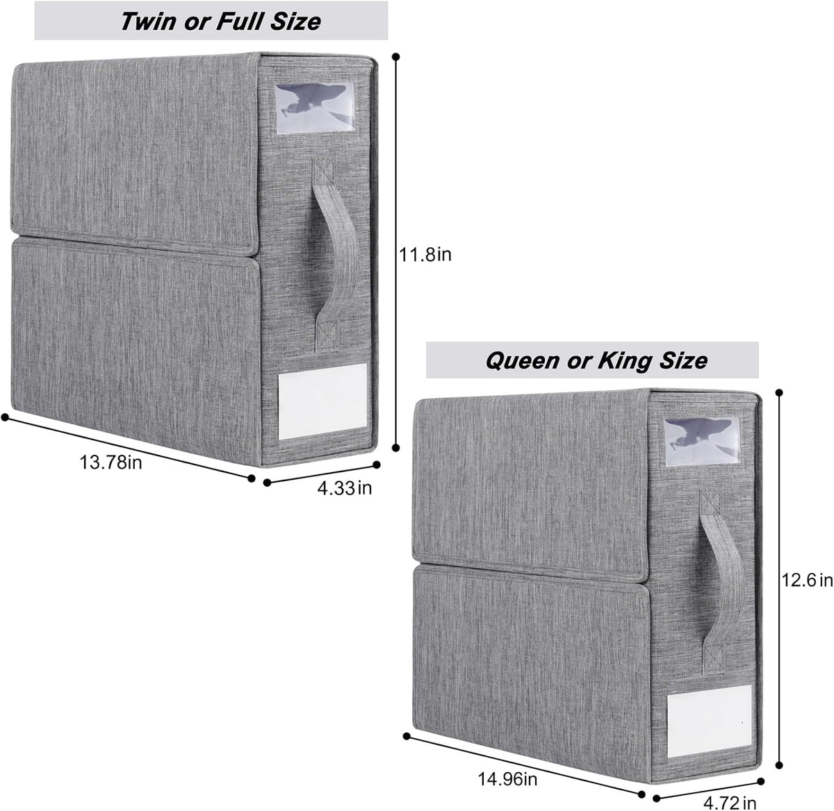 Cosybreeze Bed Sheet Organizers and Storage 2 Pack Foldable Linen Closet Organizer with Window - Full/Twin Size Bedding Storage for Duvet Cover, Bedding Clothes (Gray)