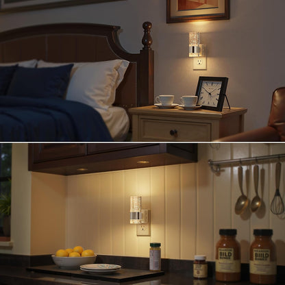 Briignite Night Lights Plug into Wall, Modern LED Night Light Plug in, Dusk to Dawn Sensor,Amber Night Light 0-100LM Adjustable Brightness, Dimmable NightLight for Hallway, Bedroom, Stairway, 2 Pack