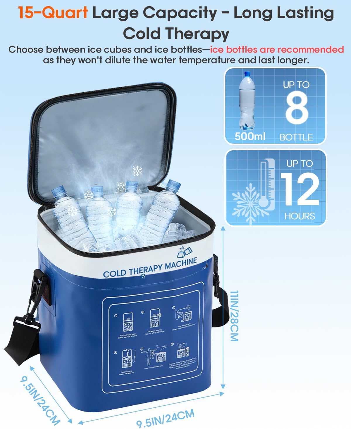 Cold Therapy Machine for Elbow, Ice Machine for Tennis Elbow&Post-Surgery Recovery, Cryotherapy Device with Temp Display & 3 Flow Modes, Adjustable Elbow Wrap for Arthritis, Bursitis, Swelling Relief