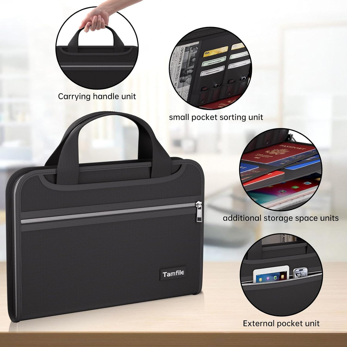 Tamfile Fireproof Accordion File Organizer, Expanding File Folder
