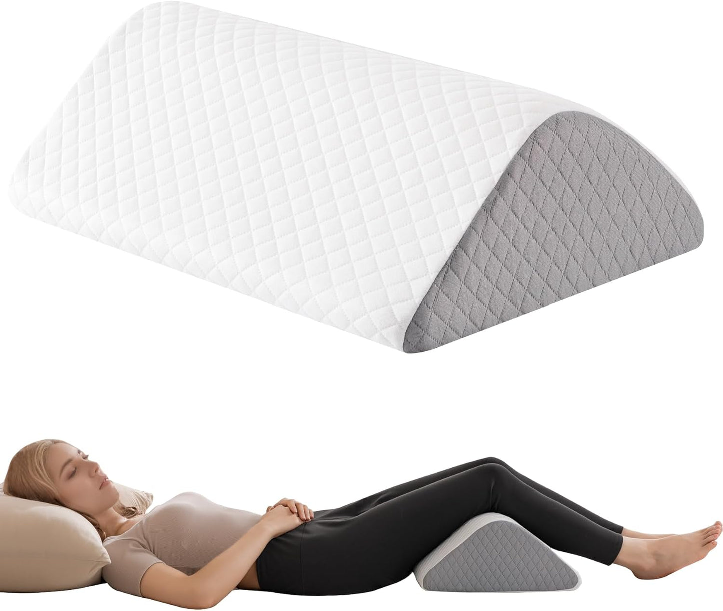 Knee Wedge Pillow for Post-Surgery Recovery-Leg Elevation Support for Sleep Position, Alleviating Lower Back & Hip Pain Enhancing Circulation in Ankles Legs Triangle Pillow with Removable Cover
