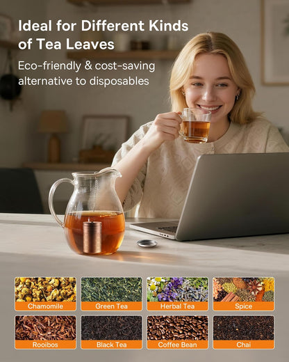 House Again Large Tea Infusers, Extra Fine Mesh Tea Strainers for Loose Tea, Slim Threaded Lid & 304 Stainless Steel, Filter Bags Diffusers, Loose Leaf Tea Steeper for Brew Tea Spices & Seasonings
