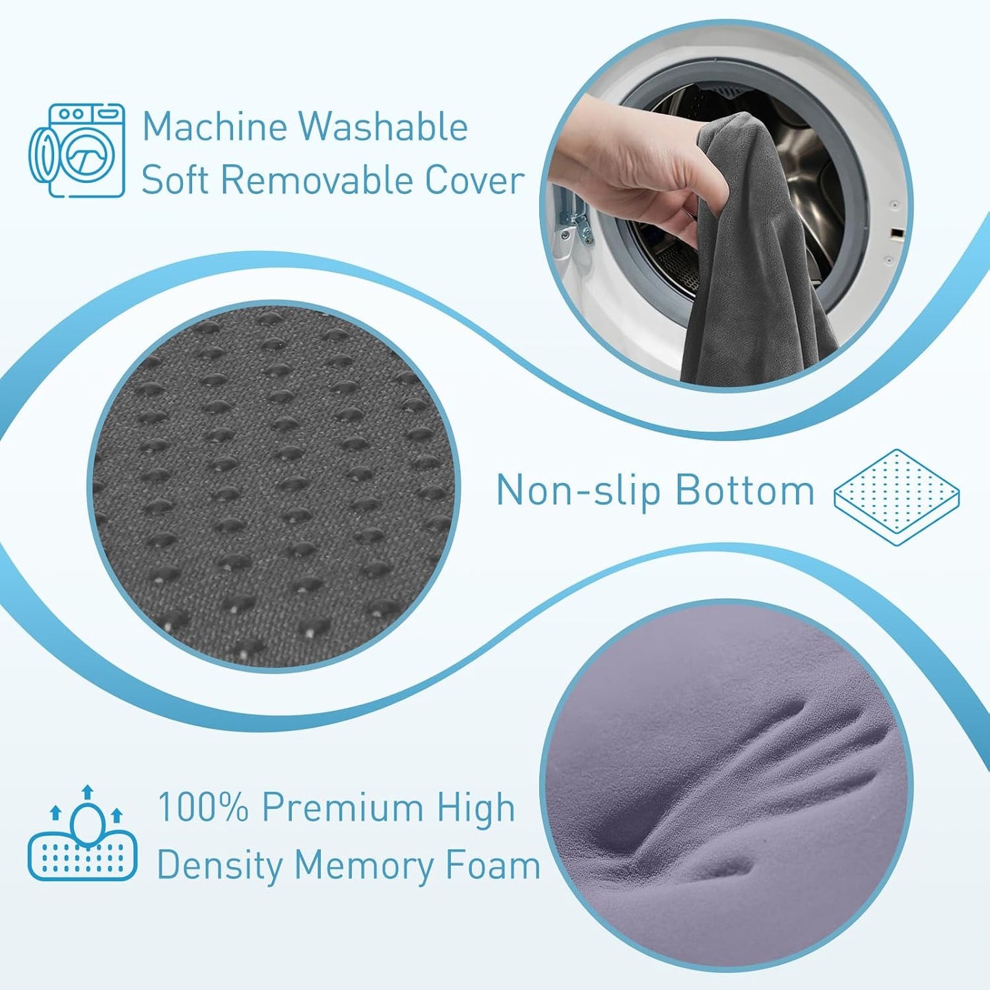 BlissTrends Seat Cushion with Velvet Cover, Thick Memory Foam Cushions for Office Chair, Car Seat, Airplane, Relieving Pressure Tailbone Sciatica Back Pain for Long Sitting, Car Drivers 4.7in Black