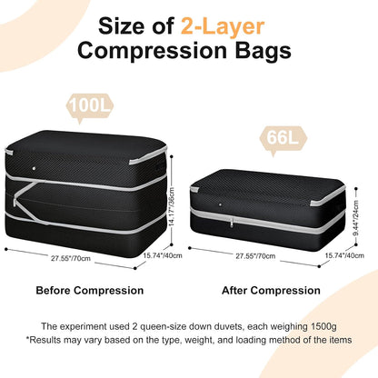 Comforter Storage Bag - Large Capacity Bedding Storage Bags Ultra Space Saving Self Compression Organizer, Washable Compression Bags for Storage Comforter Blanket Duvet Pillow, Beige