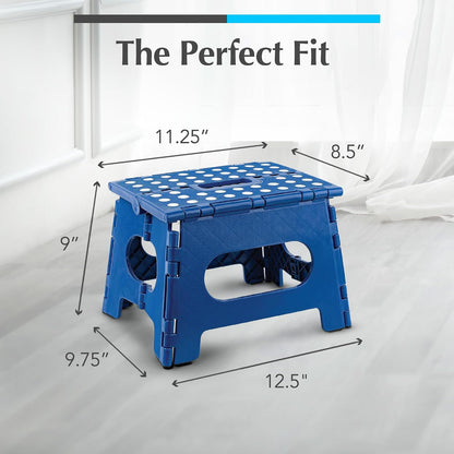 Handy Laundry Folding Step Stool - Sturdy Enough Collapsible Stool to Support Adults - Opens Easy with One Flip - Great for Kitchen, Bathroom or Bedroom (Black - 9 Inch)