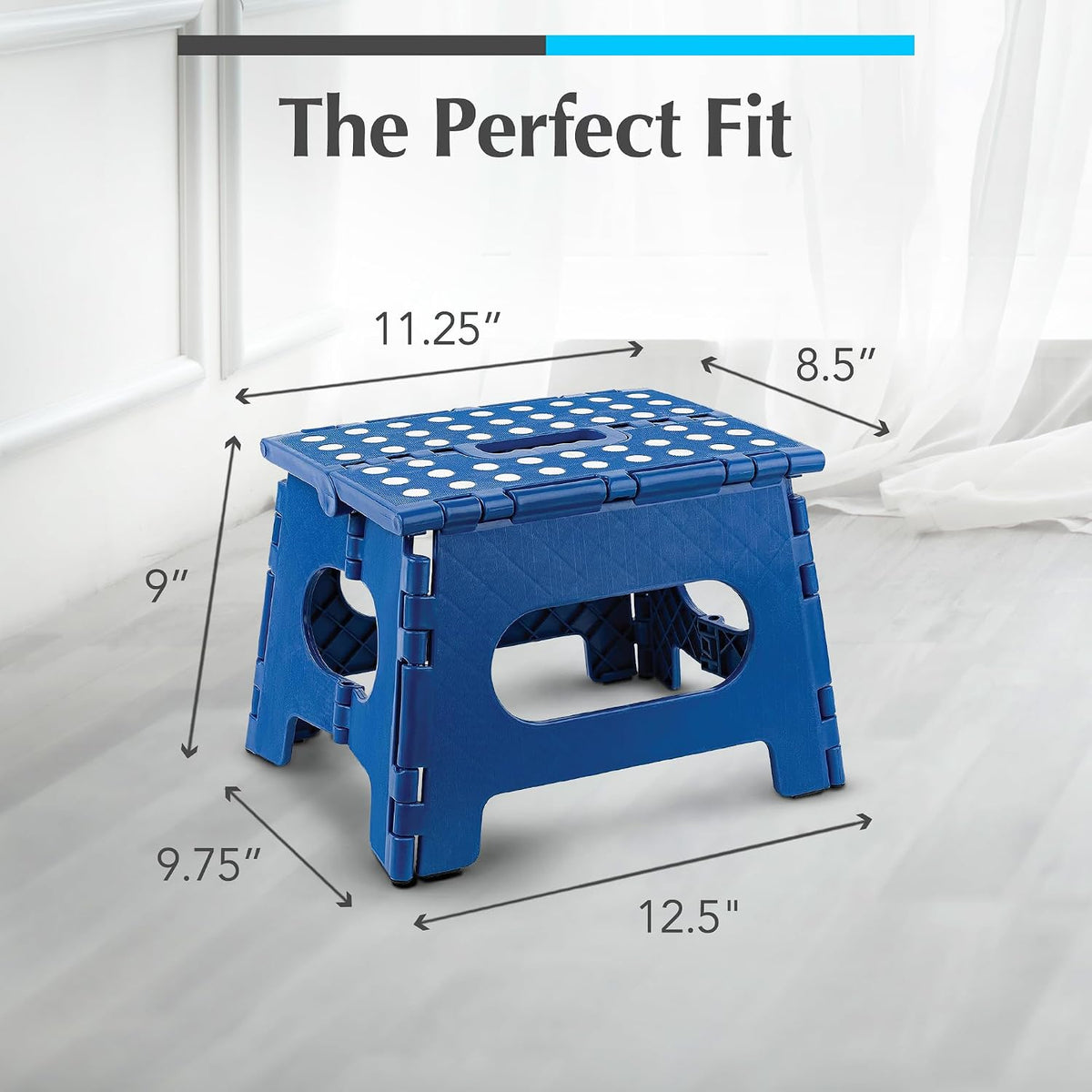 Handy Laundry Folding Step Stool 9 Inch, Black, Non-Slip Holds 300 lbs