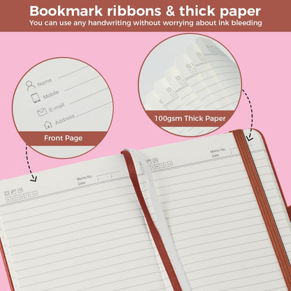 NIRMIRO (3 Pack) Pocket Notebook Small Journal with Pen, 3.7" x 5.7", A6 Mini Notebook for Women Men Work Writing, Hardcover Small Pocket Notepad with 100Gsm Premium Thick Lined Paper, Black Leather