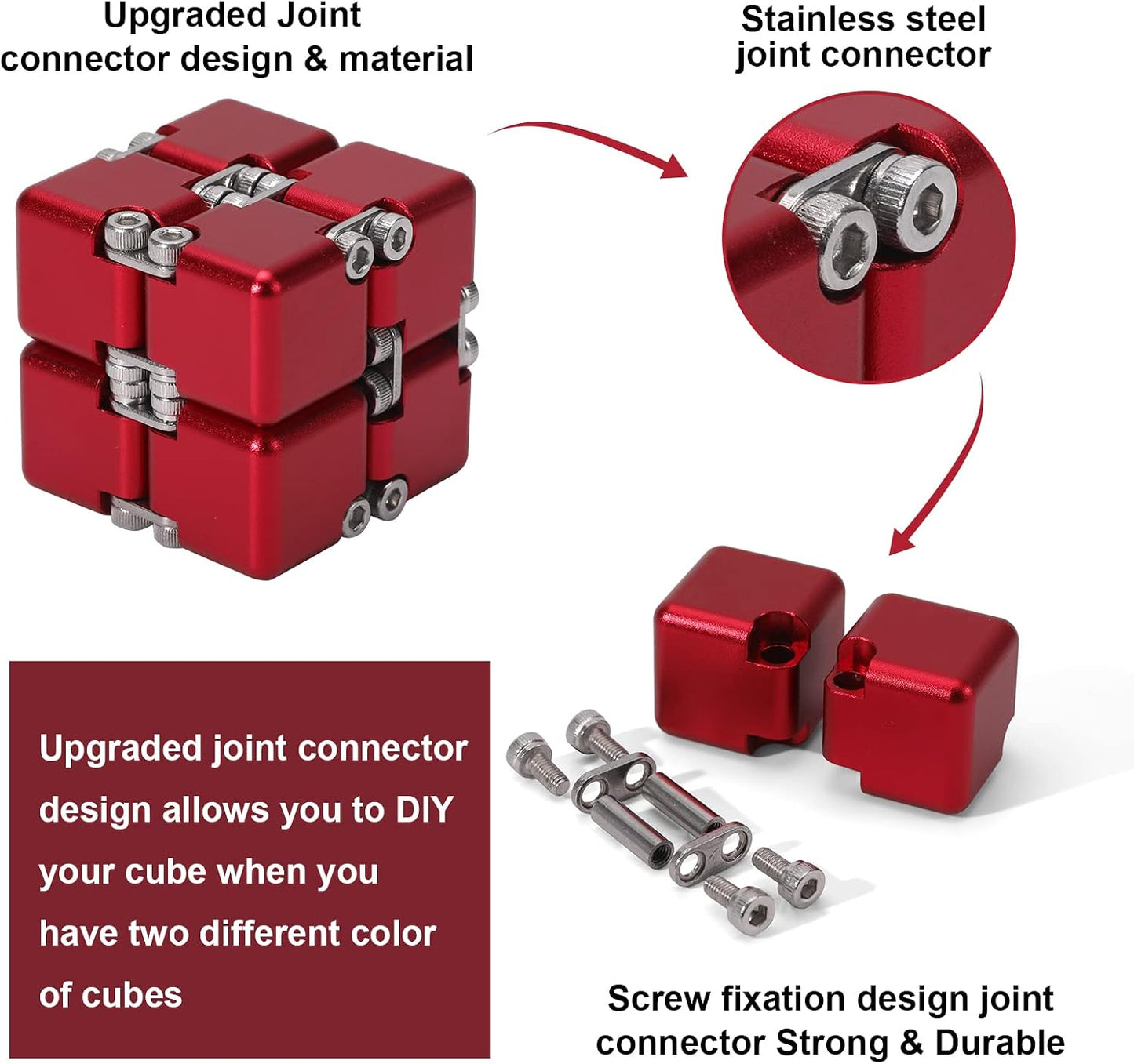 Lifidea Aluminum Alloy Metal Infinity Cube Fidget Cube (6 Colors) Handheld Fidget Toy Desk Toy with Cool Case Infinity Magic Cube Relieve Stress Anxiety ADHD OCD for Kids and Adults (Blue)