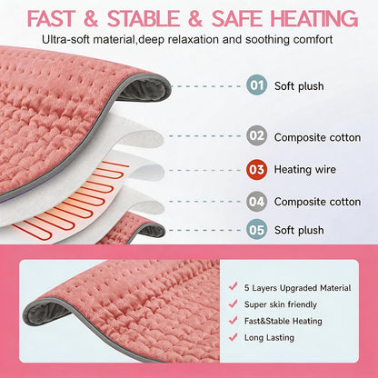 Heating Pad for Period Cramps, Heating Pad for Back/Neck/Shoulder Muscle Pain, 6 Heating & 4 Timer Setting, Auto Shut Off, Dry/Moist Heat & Machine Washable, Birthday Christma s Gifts for Women Mom