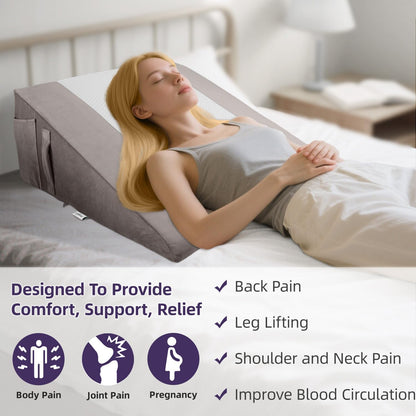 CHxxy Memory Foam Bed Wedge Pillow (10"x24"x24")