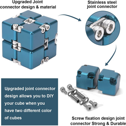 Lifidea Aluminum Alloy Metal Infinity Cube Fidget Cube (6 Colors) Handheld Fidget Toy Desk Toy with Cool Case Infinity Magic Cube Relieve Stress Anxiety ADHD OCD for Kids and Adults (Blue)