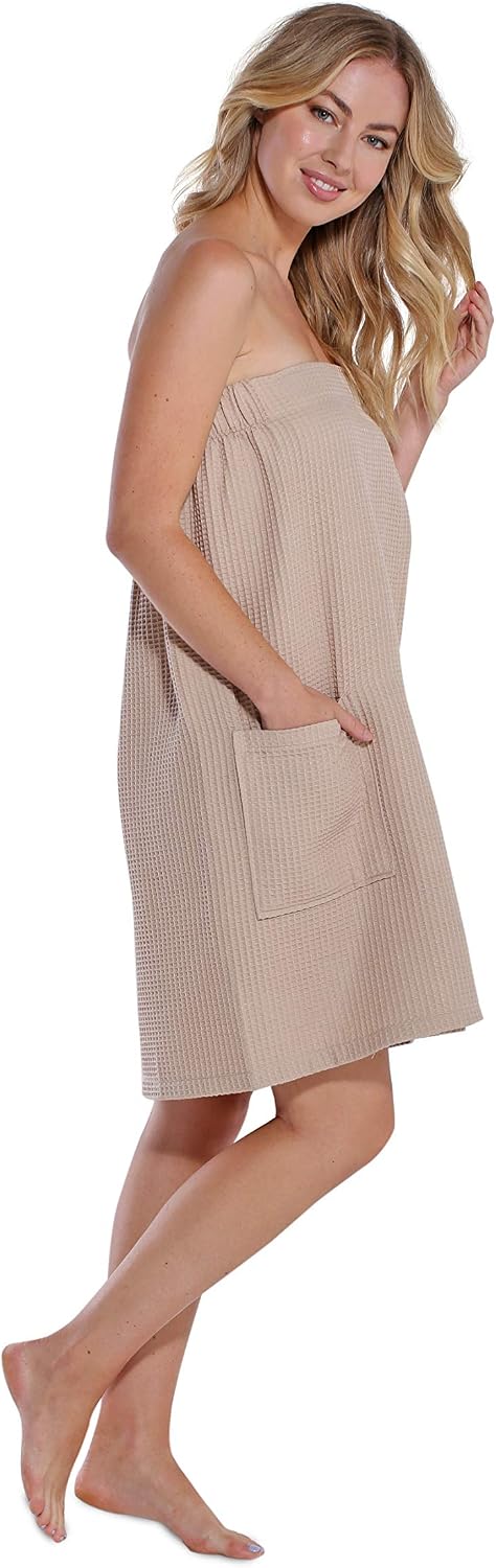 Turquaz Lightweight Knee Length Waffle Robes For Women Spa Bath Waffle
