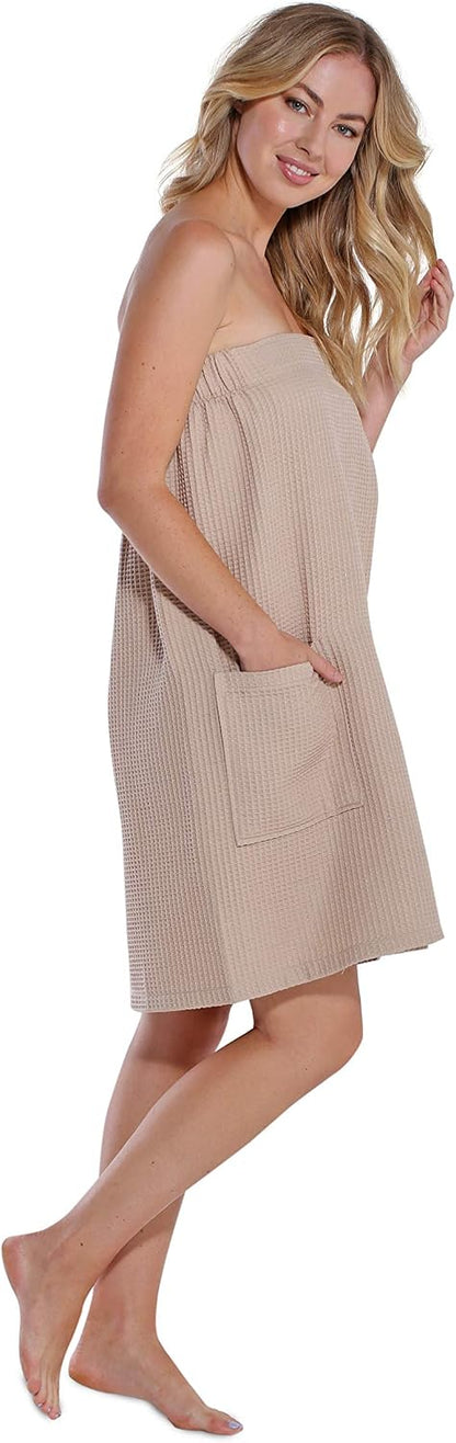 Turquaz Lightweight Knee Length Waffle Robes For Women Spa Bath Waffle