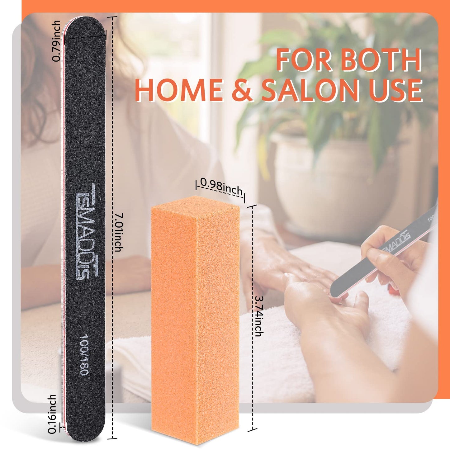 TsMADDTs Nail Files and Buffers, Professional Manicure Tools for Nail Care | Durable Emery, For Natural Or Acrylic Nails, Shaping and Polishing, Salon-Quality, DIY or Pro, 12PCS 100/180 Grit Nail Files