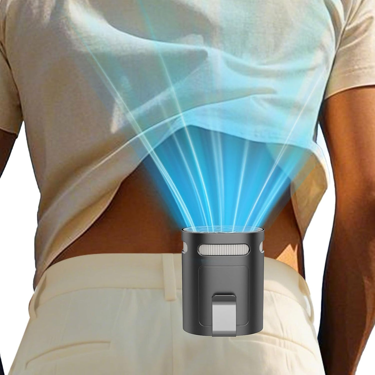 Portable Fan Clip on Pants-Personal Little Light Weight Waist Fan Coolclip Belt Hip Pocket Hard Hat,Wireless Wear Charging Battery Powered Quiet Undershirt Waist Band Coolclip Fans Adult Kid White