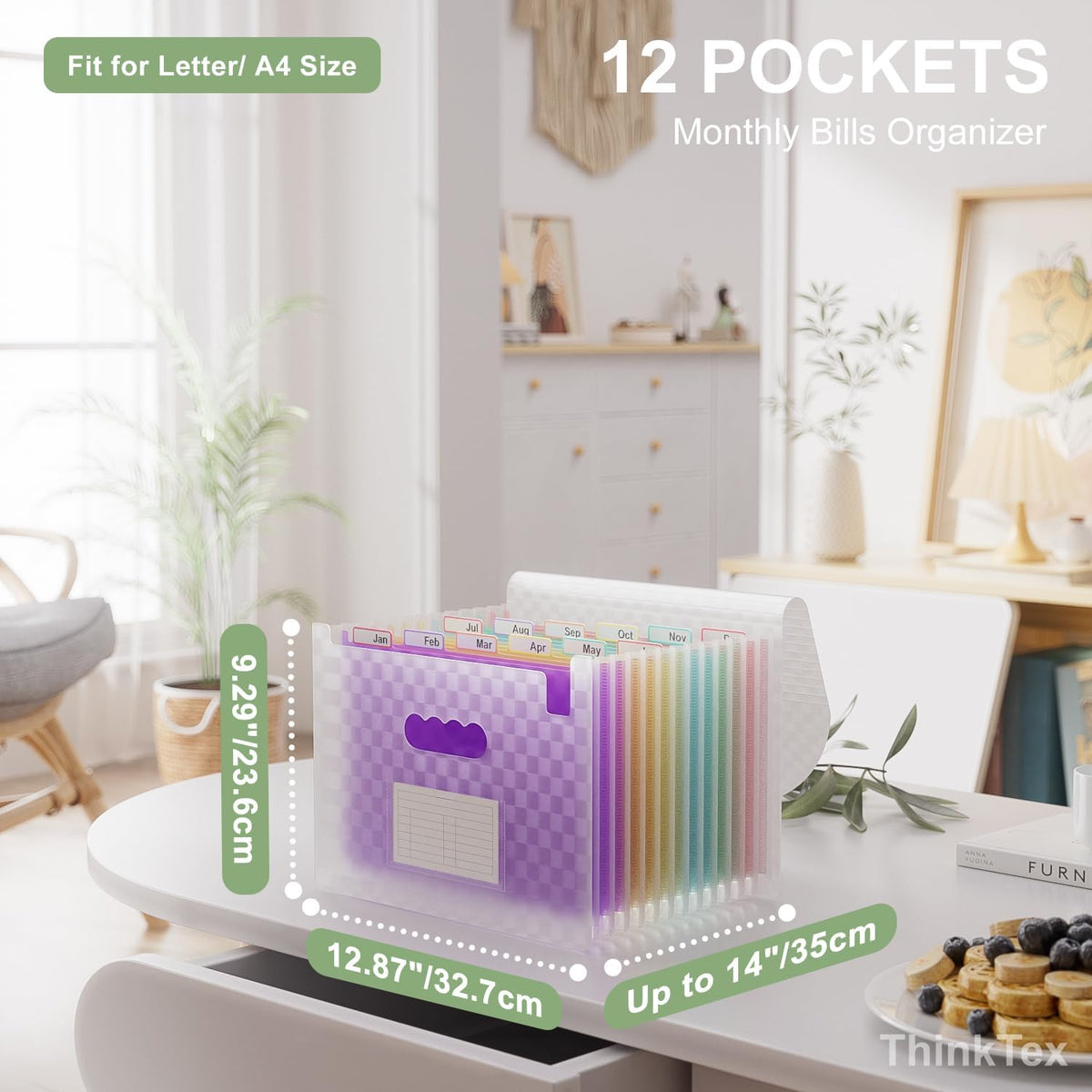 ThinkTex Accordion File Organizer, 12 - Pocket Expanding File Folders