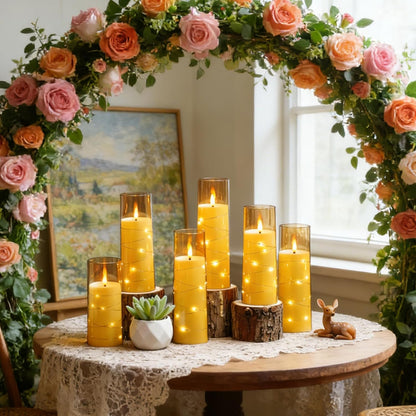 Nimiko Flickering Flameless LED Candles,Battery Operated Candles 24 Pcs with Embedded Star String,Acrylic LED Pillar Candles with Remote,Suitable for Home Decoration to Create an Atmosphere (White)