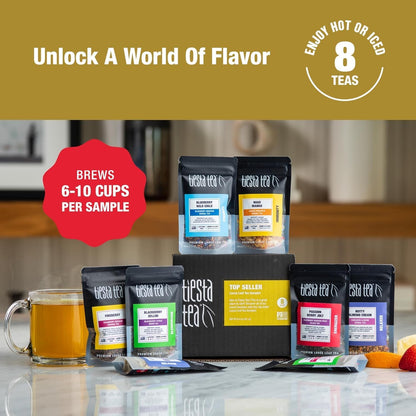 Tiesta Tea Top 8 Favorites Sampler Set Loose Leaf Up to 80 Cups 8 Pouches