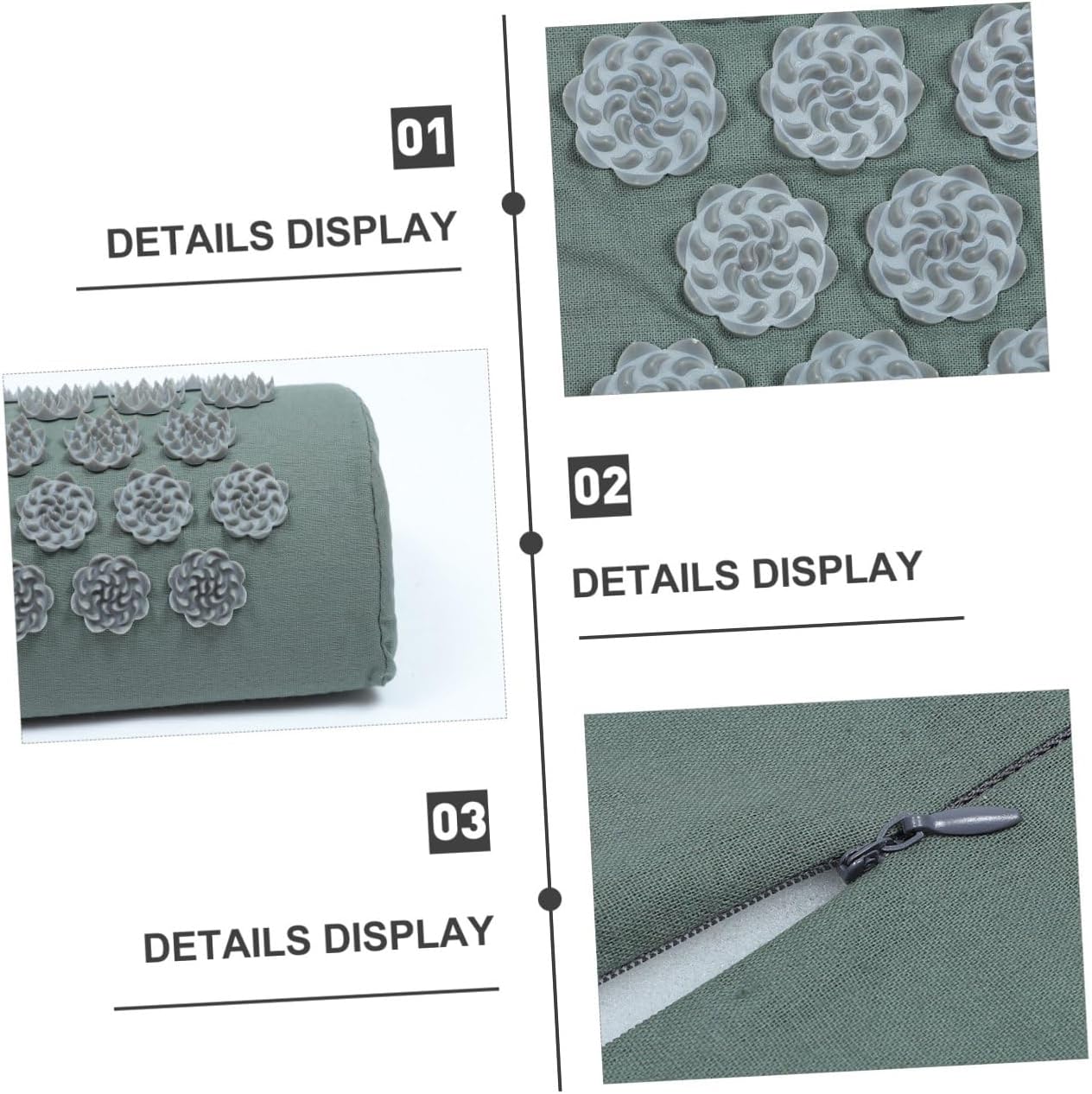 Acupressure Mat and Shiatsu Massage Pillow Set with Bag, Washable Grey Yoga Mat for Back and Neck Relief, Acupuncture Accessory Suitable for Wellness and Relaxation