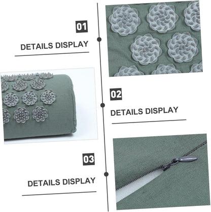 Acupressure Mat and Shiatsu Massage Pillow Set with Bag, Washable Grey Yoga Mat for Back and Neck Relief, Acupuncture Accessory Suitable for Wellness and Relaxation