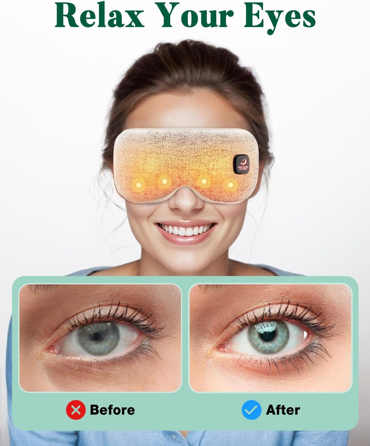 YoanYouth Heated Eye Mask for Dry Eyes, FSA Eligible HSA, Cordless Warm Compress for Eyes, Light Blocking Eye Heating Pad, Styes, Sleep, Cover Washable, Rechargeable, Light Blue