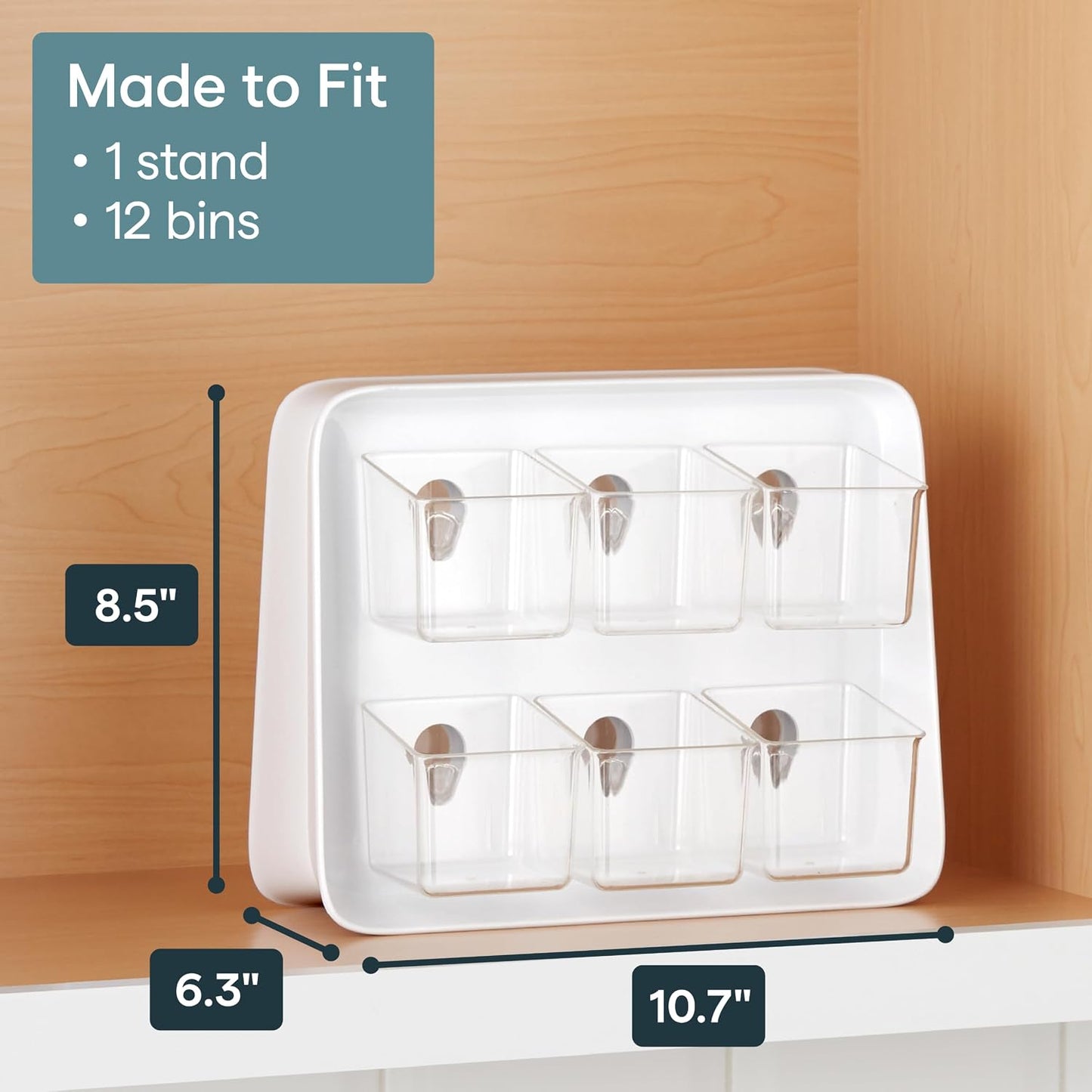 YouCopia TeaStand Tea Bag Organizer with Clear Removable Bins, Cabinet or Pantry Storage Caddy, 80-Bag