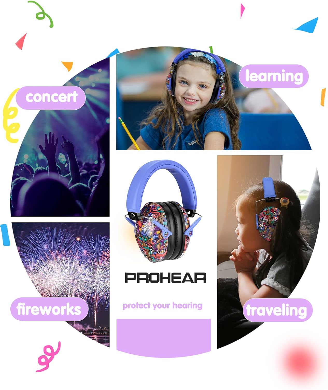 PROHEAR 032 Kids Ear Protection – Ear Muffs for Noise Reduction, 25NRR Noise Cancelling Headphones for Kids,Toddlers, Autism, Sensory Use, Hearing Protection – Orange