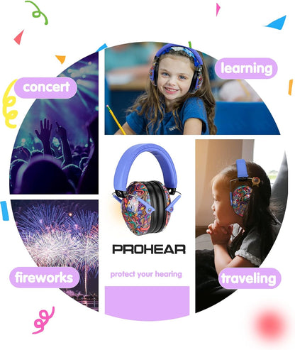 PROHEAR 032 Kids Ear Protection – Ear Muffs for Noise Reduction, 25NRR Noise Cancelling Headphones for Kids,Toddlers, Autism, Sensory Use, Hearing Protection – Orange