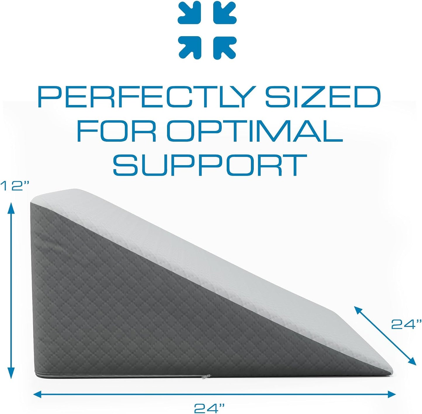Kolbs Bed Wedge Pillow for Sleep Apnea, FSA Eligible Acid Reflux, and Back Pain Relief, with Chic Jacquard Cover - Headboard Wedges for Sleeping (5" Gentle Incline)