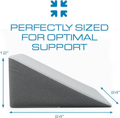 Kolbs Bed Wedge Pillow for Sleep Apnea, FSA Eligible Acid Reflux, and Back Pain Relief, with Chic Jacquard Cover - Headboard Wedges for Sleeping (5" Gentle Incline)