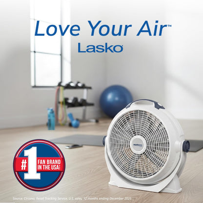 Lasko Wind Machine Fan, Air Circulator Fan with 3 Speeds, 20" Model 3300, Gray