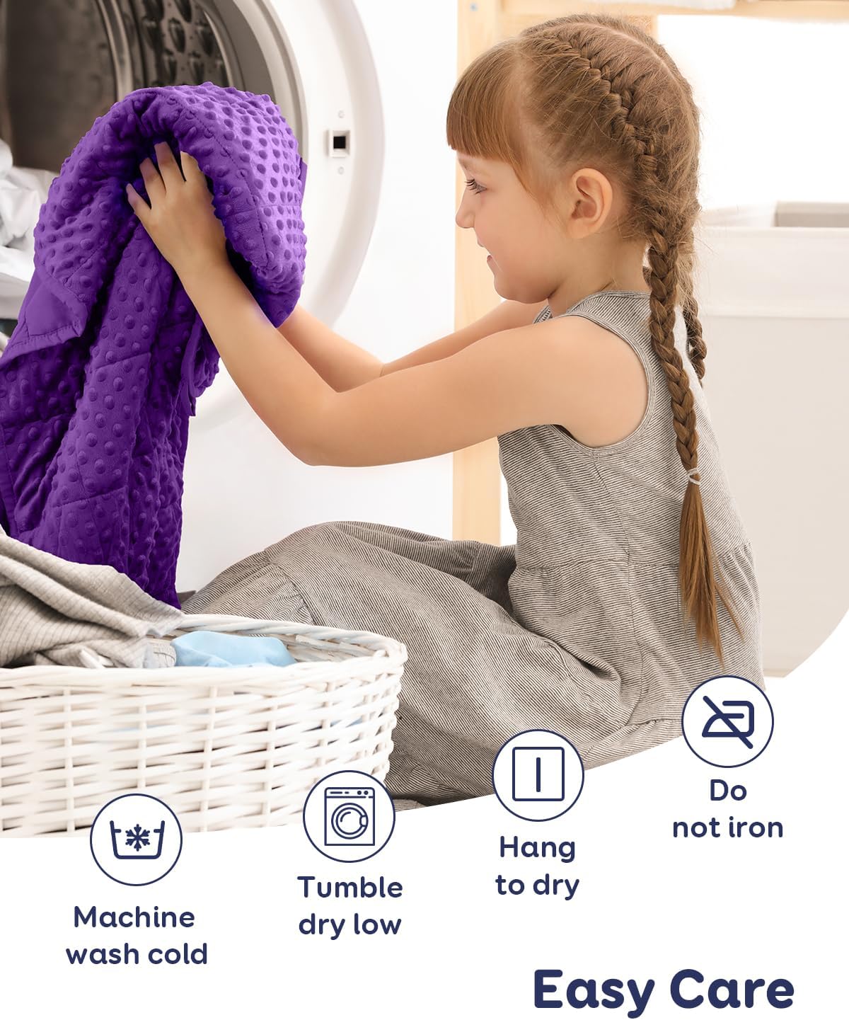 Kivik 2 lbs Weighted Lap Pad, Ultra Soft Minky Dotted Heavy Blankets Throw for Better Study Relaxing & Sleeping, Machine Washable, 20 x 30 Inches, Purple