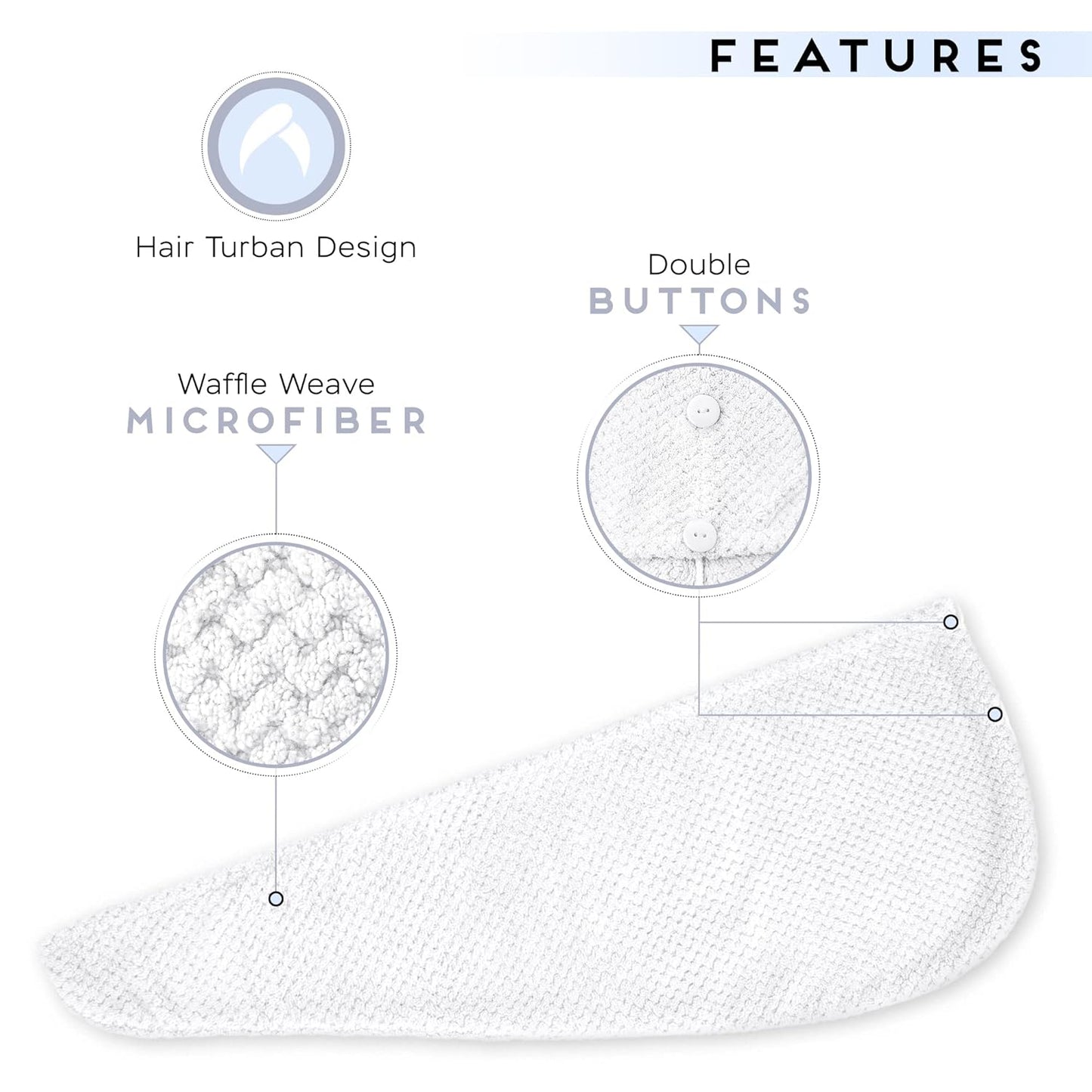 SimpleField 2 Pack Microfiber Hair Towel Wrap for Women, Anti Frizz Quick Drying Hair Turban for All Hair Style, Absorbent and Lightweight (Beige)