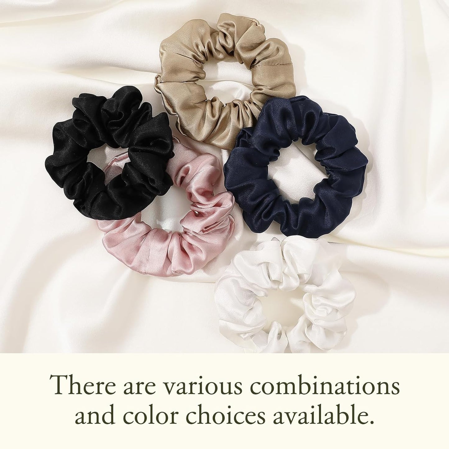 LILYSILK Silk Hair Scrunchies / Ties for Frizz & Breakage Prevention, 100% Mulberry, No Damage, Elastic ponytail Holders, 1Pc, Coffee - Colors B