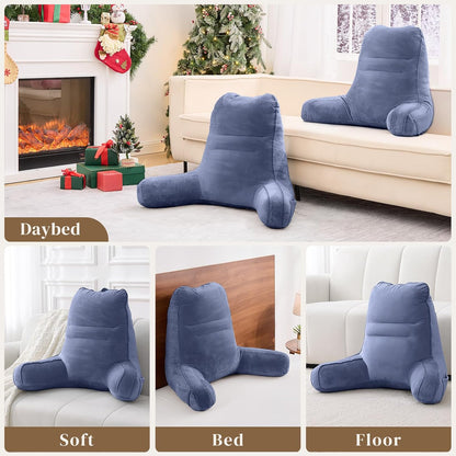 Sasttie Reading Pillows for Sitting in Bed Adult, Back Pillow Bed Sitting Up, Back-Rest Support Cushion for Sit Up on Couch, Sofa, and Floor, Dorm Essentials, Oeko-Tex Certified, Dark Grey